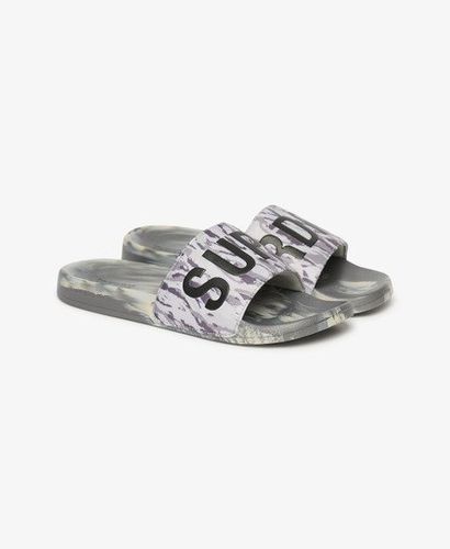 Men's Vegan Camo Pool Sliders Light Grey / Ice Grey Tiger Camo - Size: 8-9 - Superdry - Modalova