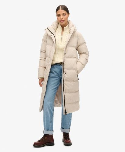 Women's Hooded Longline Puffer Coat Beige / Chateau Gray - Size: 14 - Superdry - Modalova