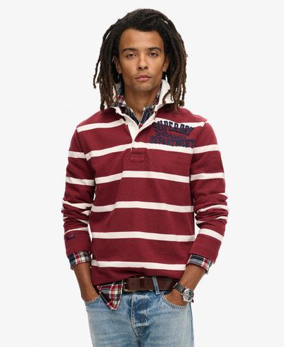 Men's Athletic Rugby Top Red / Rich Burgundy/Cream Stripe - Size: L - Superdry - Modalova