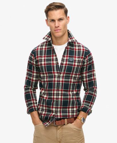 Men's Classic Organic Cotton Lumberjack Check Shirt, Navy Blue, Red and White, Size: L - Superdry - Modalova