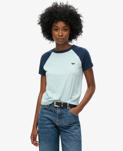 Women's Essential Logo Retro T-Shirt Blue / Winter Sky Blue/Richest Navy - Size: 10 - Superdry - Modalova