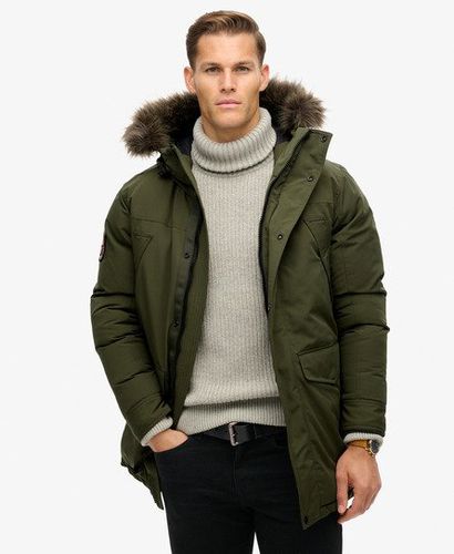 Men's Everest Faux Fur Parka Jacket Khaki / Army Khaki Green - Size: M - Superdry - Modalova