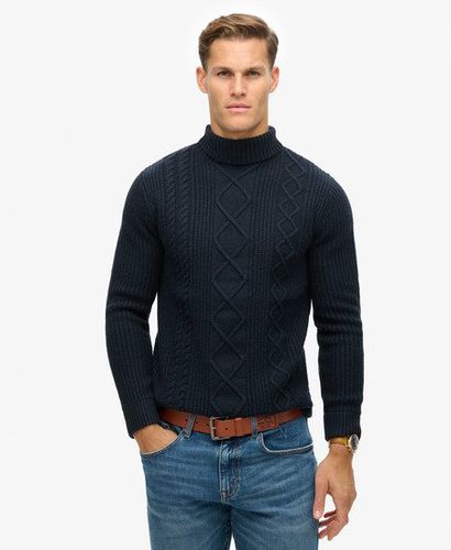 Men's The Merchant Store - Cable Roll Neck Jumper Navy - Size: S - Superdry - Modalova