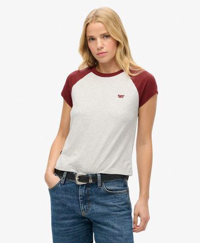 Women's Organic Cotton Essential Logo Raglan T-Shirt Light Grey / Rich Burgundy/Glacier Grey - Size: 10 - Superdry - Modalova