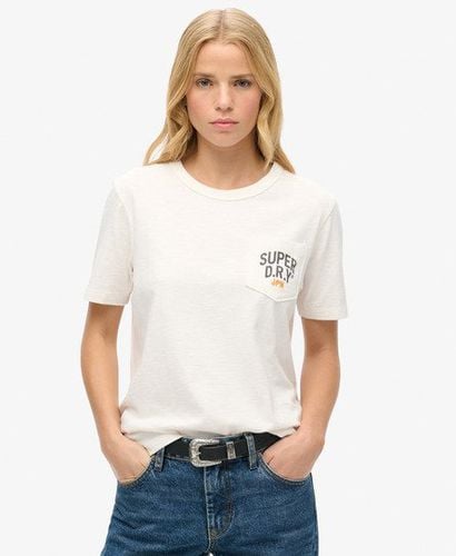 Damen Workwear T-Shirt mit Bestickter Tasche - Größe: 38 - Superdry - Modalova