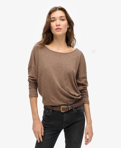 Women's Long Sleeve Jersey Top Brown / Nut Brown Marl - Size: 10 - Superdry - Modalova