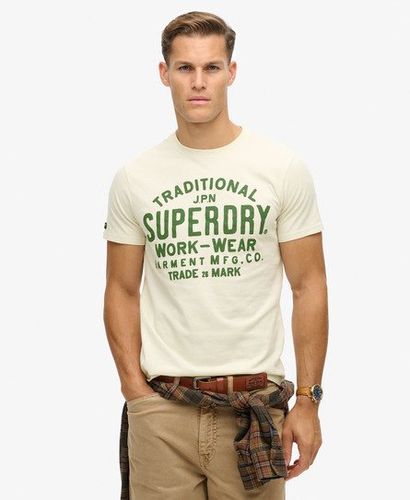 Men's Machined Goods Workwear T-Shirt Cream - Size: L - Superdry - Modalova