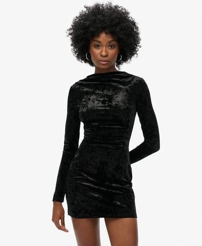 Women's Velvet Long Sleeve Mini Dress Black - Size: 10 - Superdry - Modalova