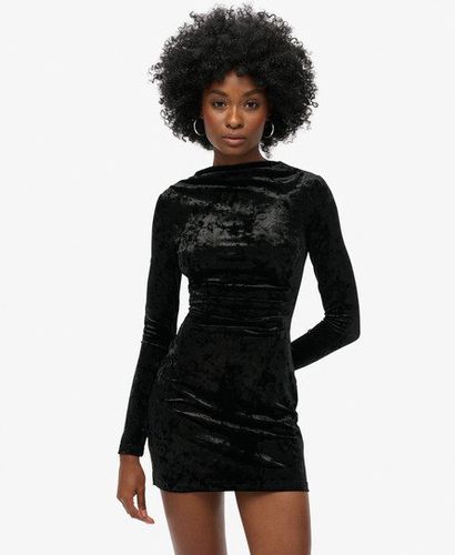 Women's Velvet Long Sleeve Mini Dress Black - Size: 14 - Superdry - Modalova