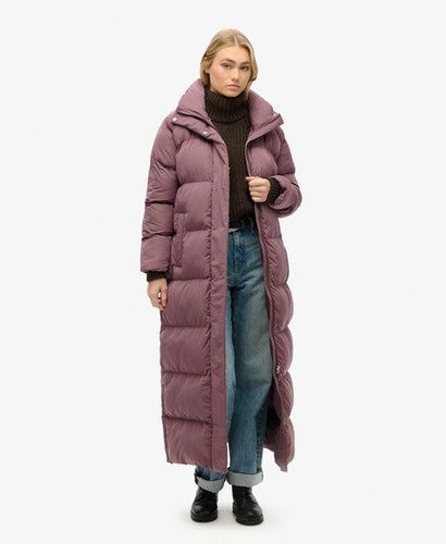 Women's Embroidered Logo Maxi Longline Puffer Coat, Purple, Size: 10 - Superdry - Modalova