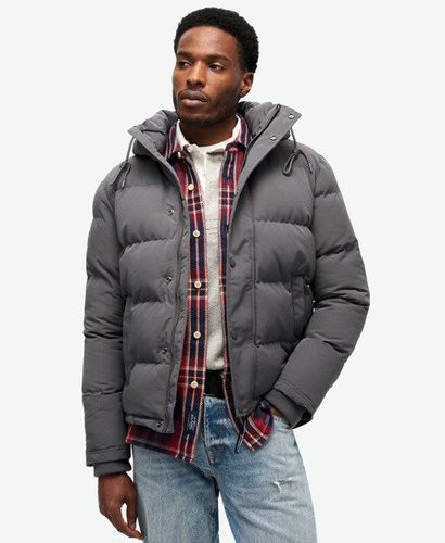 Men's Everest Short Hooded Puffer Jacket Dark Grey / Charcoal - Size: Xxl - Superdry - Modalova