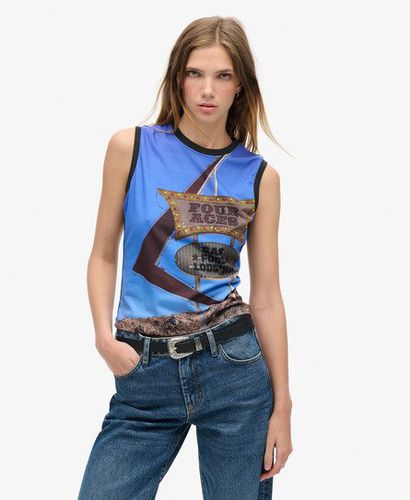 Women's Sub Print Vest Top Blue / Four Aces Aop - Size: 14 - Superdry - Modalova