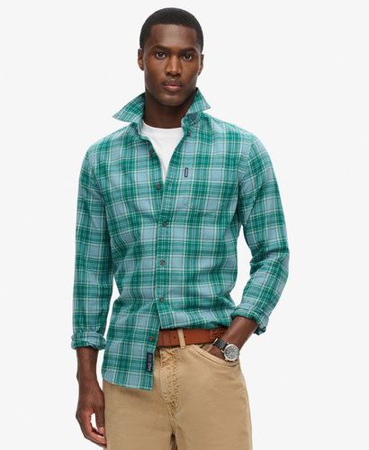 Men's Organic Cotton Vintage Check Shirt Blue / Teal Check - Size: L - Superdry - Modalova