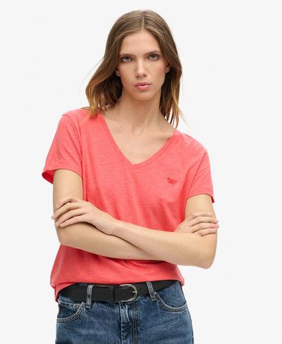 Damen Strukturiertes T-Shirt mit V-Ausschnitt und Stickerei - Größe: 36 - Superdry - Modalova