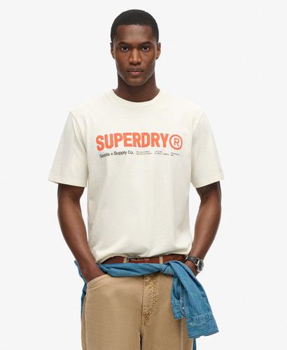 Men's Utility Sport Logo Loose T-Shirt Cream / Nordic Bone Grey - Size: XL - Superdry - Modalova