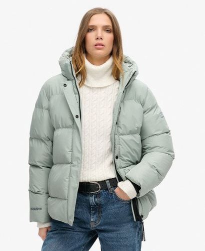 Women's Hooded Padded Sports Puffer Jacket Light Grey / Puritan Grey - Size: 12 - Superdry - Modalova