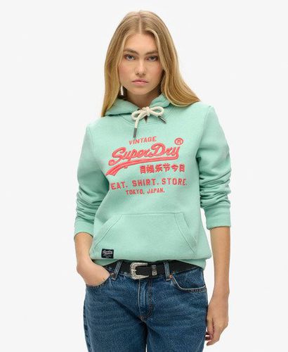 Women's Neon Vintage Logo Hoodie Green / Minted Green Marl - Size: 10 - Superdry - Modalova