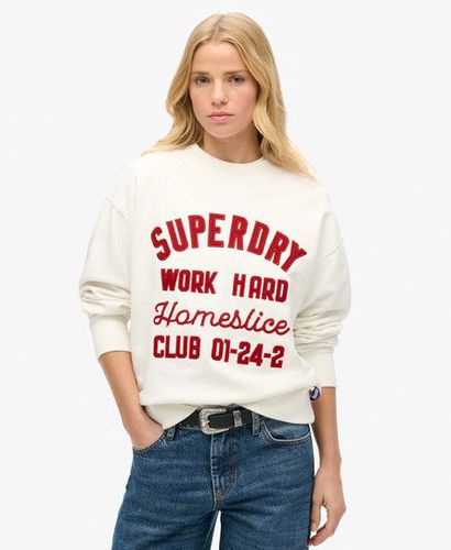 Women's Workwear Embroidered Loose Crew Jumper White / Off White - Size: 12 - Superdry - Modalova