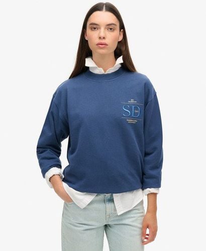 Women's Luxe Metallic Loose Sweatshirt Dark Blue / Sargasso Sea Blue - Size: 12 - Superdry - Modalova