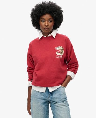 Women's Suika Embroidered Loose Sweatshirt Red / Red Dahlia - Size: 12 - Superdry - Modalova