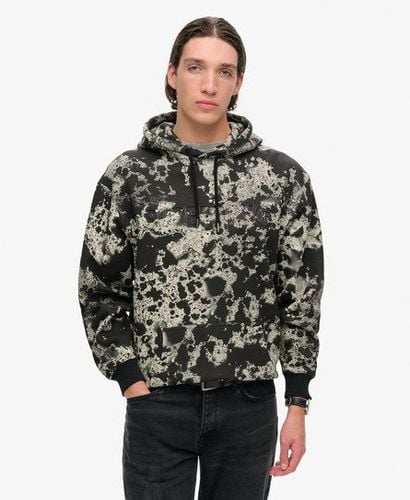 Men's Utility Camo Logo Loose Hoodie Black / Texture Print Black - Size: L - Superdry - Modalova