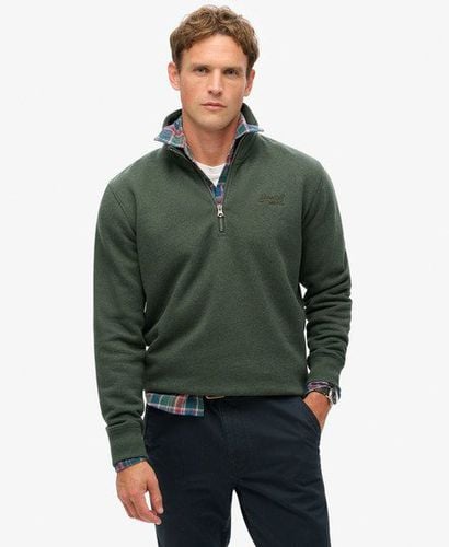 Men's Essential Logo Henley Sweatshirt Green / Deep Forest Green Marl - Size: XL - Superdry - Modalova