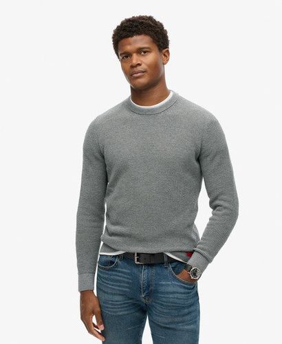 Men's Textured Crew Knitted Jumper Grey / Storm Grey Heather - Size: L - Superdry - Modalova