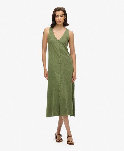 Women's Beach Jersey Vest Midi Dress Khaki / Olive Khaki - Size: 12 - Superdry - Modalova