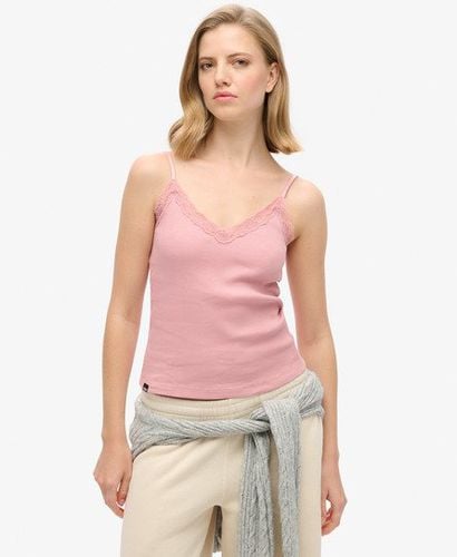 Women's Athletic Essential Lace Trim Cami Top Pink / Soft Pink - Size: 14-16 - Superdry - Modalova