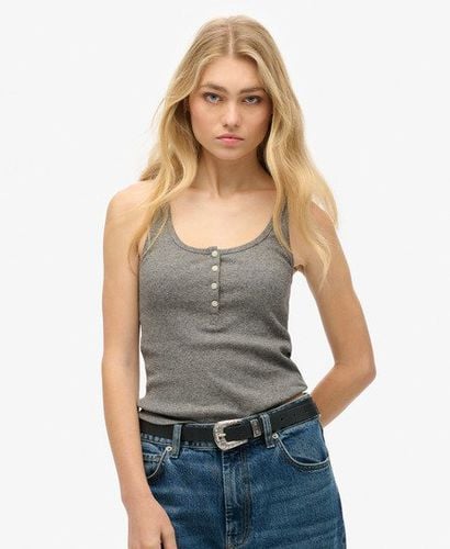 Women's Athletic Essentials Button Down Vest Top Grey / Dark Grey Fleck Marl - Size: 14-16 - Superdry - Modalova