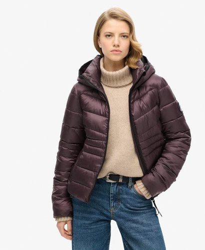 Women's Hooded Fuji Quilted Padded Jacket Purple / Smoky Aubergine Purple - Size: 14 - Superdry - Modalova