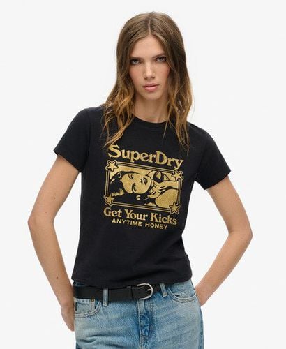 Women's Pop Archive Super Fitted T-Shirt Black / Black/gold - Size: 8 - Superdry - Modalova