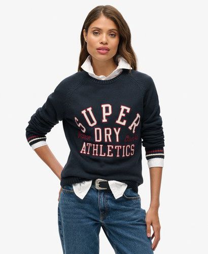 Women's Slouchy Knitted Graphic Crew Jumper Navy/Red / Deep Navy - Size: 12 - Superdry - Modalova