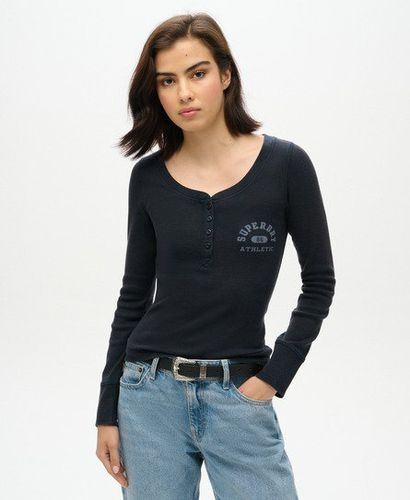 Women's Athletic Button Down Long Sleeve Top Navy / Eclipse Navy - Size: 6-8 - Superdry - Modalova