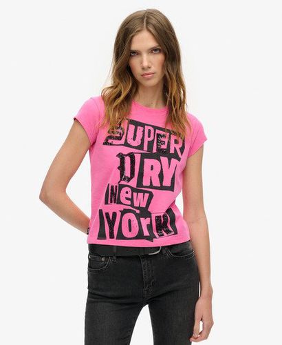 Women's Embellished Punk Cap Sleeve T-Shirt Pink / Sweet Fuchsia Pink - Size: 10 - Superdry - Modalova