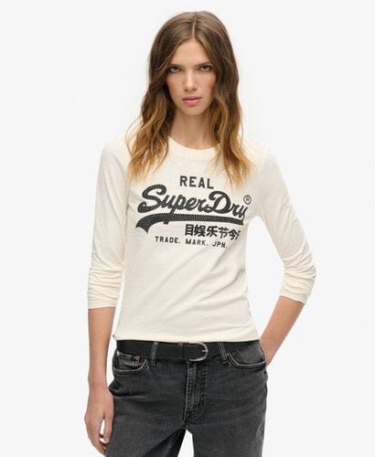 Women's Embellished Vintage Logo Graphic Top Cream / Cream Slub - Size: 10 - Superdry - Modalova