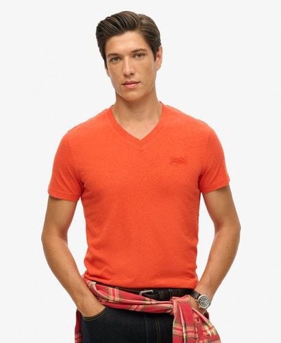 Men's Organic Cotton Essential Logo V Neck T-Shirt Orange / Bright Orange Marl - Size: L - Superdry - Modalova