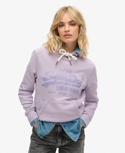 Women's Metallic Vintage Logo Graphic Unbrushed Hoodie Purple / Wisteria Purple - Size: 10 - Superdry - Modalova