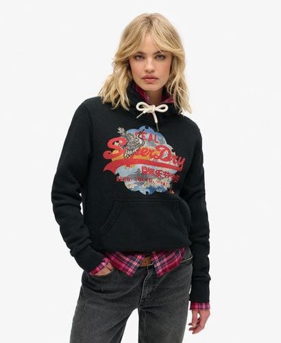 Women's Tokyo Vintage Logo Graphic Hoodie Black - Size: 10 - Superdry - Modalova