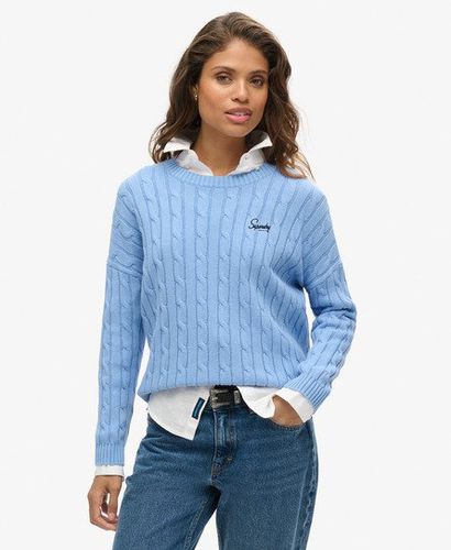 Women's Vintage Dropped Shoulder Cable Knit Jumper Blue / Pale Blue - Size: 16 - Superdry - Modalova