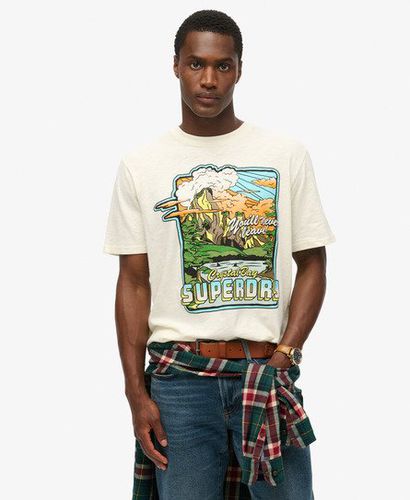 Men's Neon Travel Graphic Loose T-Shirt White / Off White Slub - Size: L - Superdry - Modalova