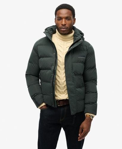 Men's Hooded Microfibre Sports Puffer Jacket Green / Academy Dark Green - Size: L - Superdry - Modalova