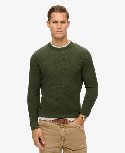 Men's Textured Crew Knitted Jumper Green / Olive Heather - Size: XL - Superdry - Modalova