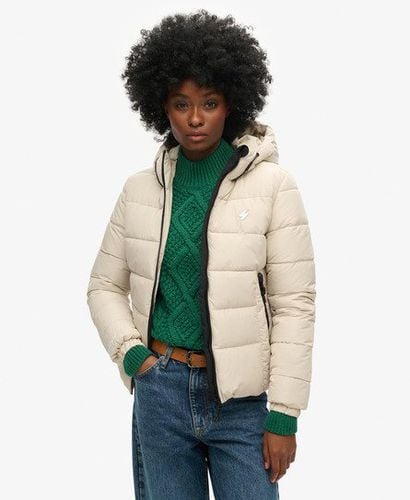 Women's Hooded Spirit Sports Puffer Jacket Beige / Pelican - Size: 10 - Superdry - Modalova