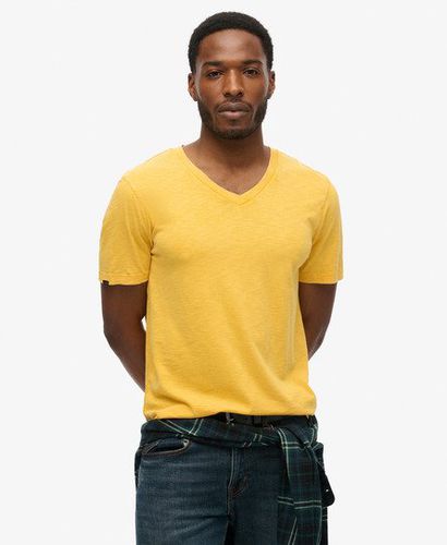 Men's V-Neck Slub Short Sleeve T-Shirt Yellow / Desert Ochre Yellow - Size: L - Superdry - Modalova