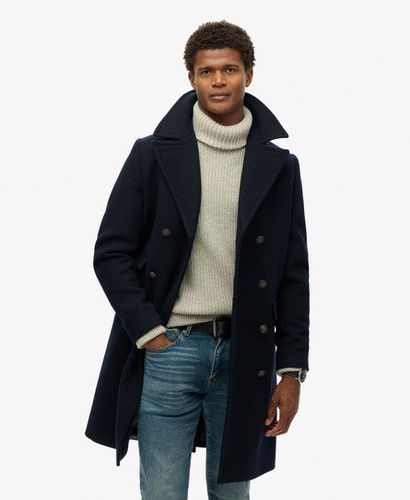 Men's The Merchant Store - Wool Long Coat Navy / Eclipse Navy - Size: L - Superdry - Modalova