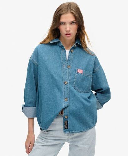 Women's Classic Cotton Denim Overshirt, Blue, Size: 6 - Superdry - Modalova