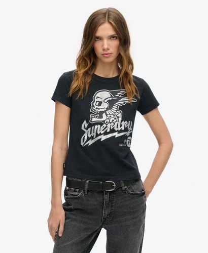 Women's Embellished Poster Fitted T-Shirt Black / Jet Black - Size: 12 - Superdry - Modalova