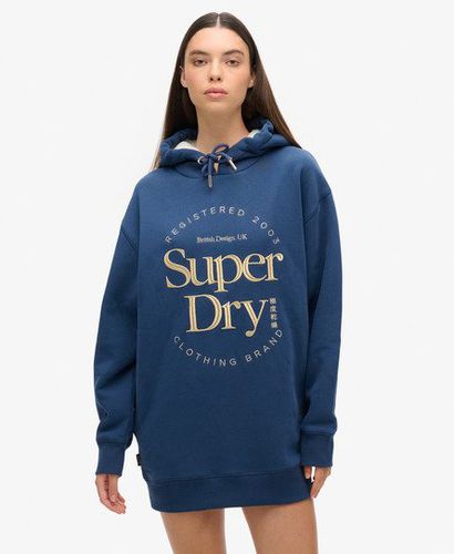 Women's Luxe Metallic Logo Hooded Dress Dark Blue / Sargasso Sea Blue - Size: 10-12 - Superdry - Modalova