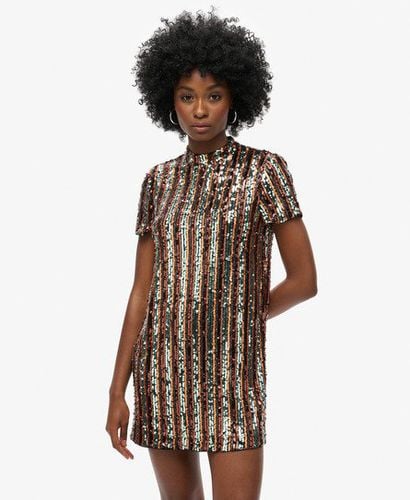 Women's Sequin T-shirt Mini Dress Brown/Silver / Multi Sequin - Size: 12 - Superdry - Modalova